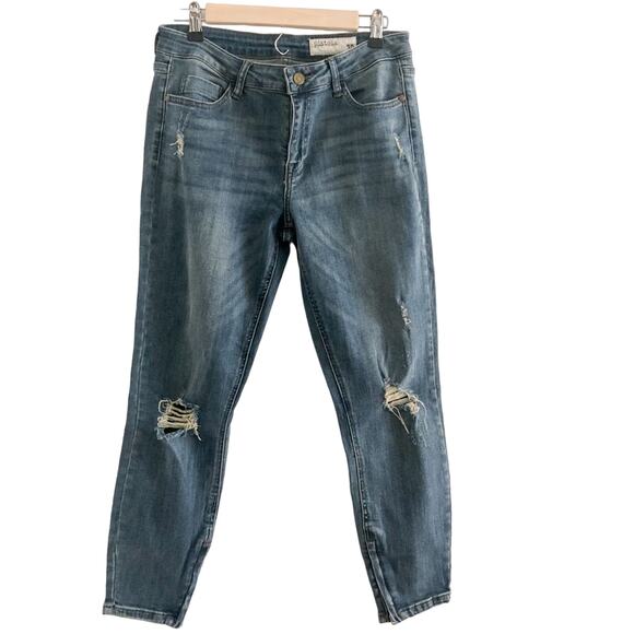 Pistola Jeans Ripped Skinny Jeans with Ankle Zipper Medium Wash 30 - Picture 1 of 4